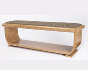 bench with cushion in chestnut & silk